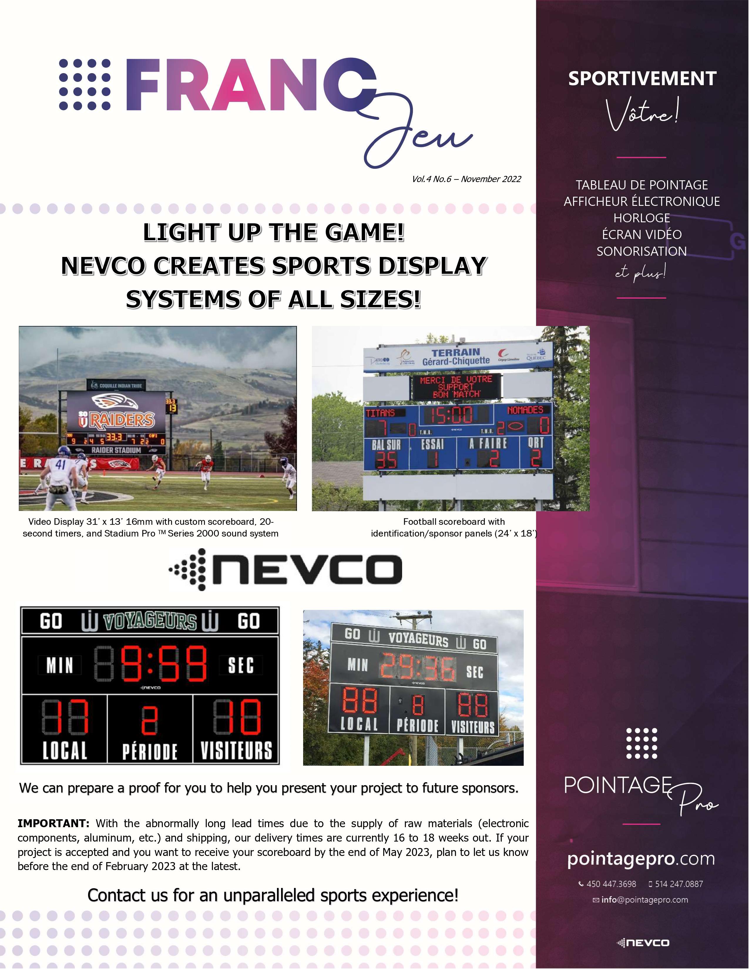 Light up your game of football with a Nevco sports display